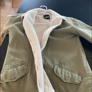 Monrow shearling green coat